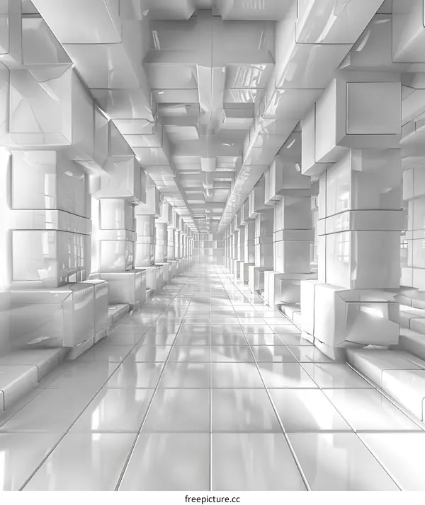 Futuristic White Sci-Fi Corridor