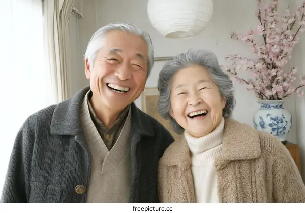 Happy Asian Elderly Couple Portrait
