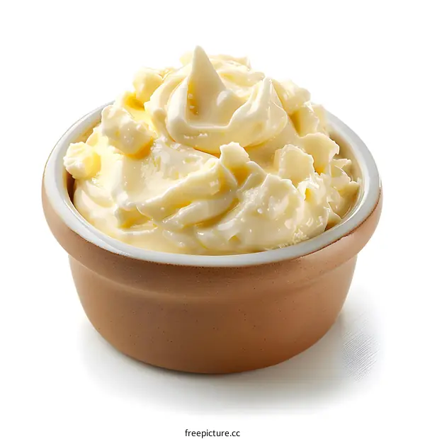 Bowl of Butter on White Background