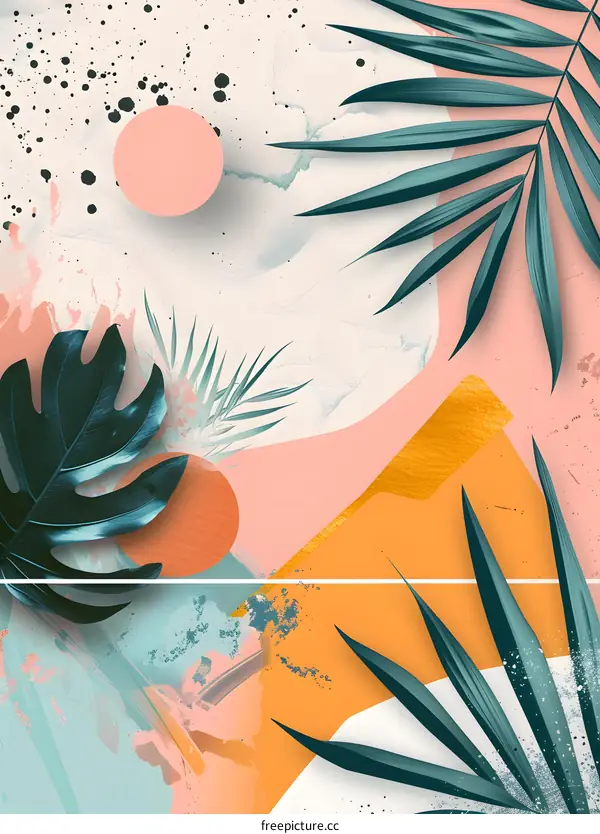 Tropical Leaves Abstract Art Background