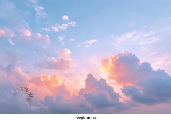 Beautiful Pastel Sunset Sky with Clouds