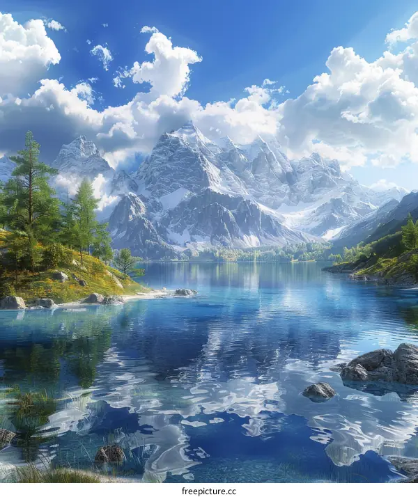 Stunning Mountain Lake Scenery Under a Clear Sky