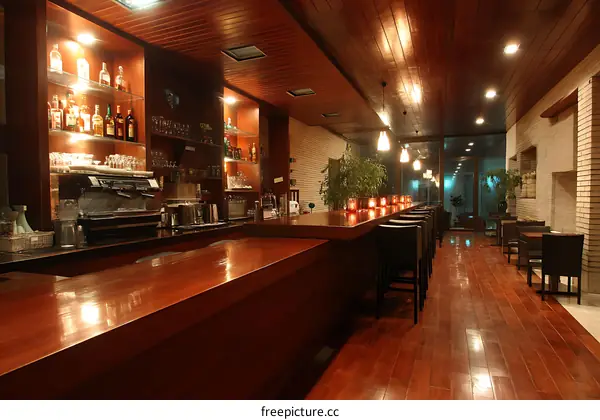 Elegant Wooden Bar Interior Design