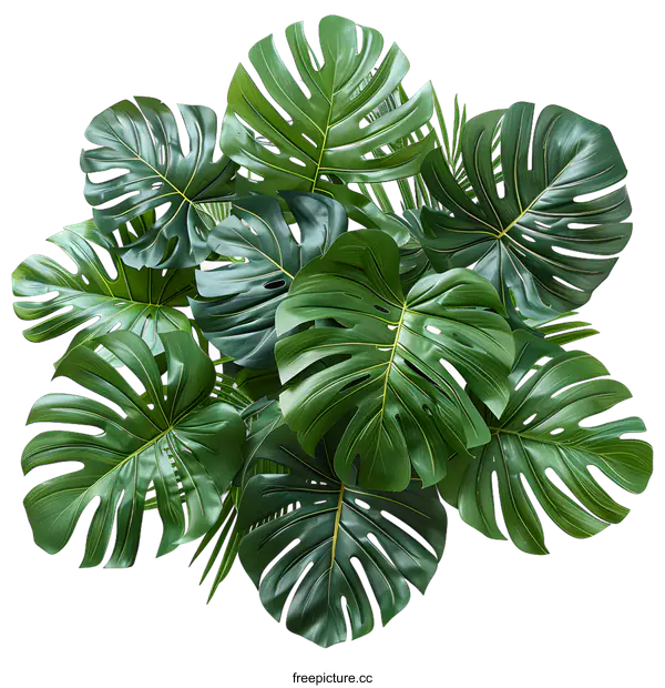 [Transparent Background PNG]lush green tropical leaves