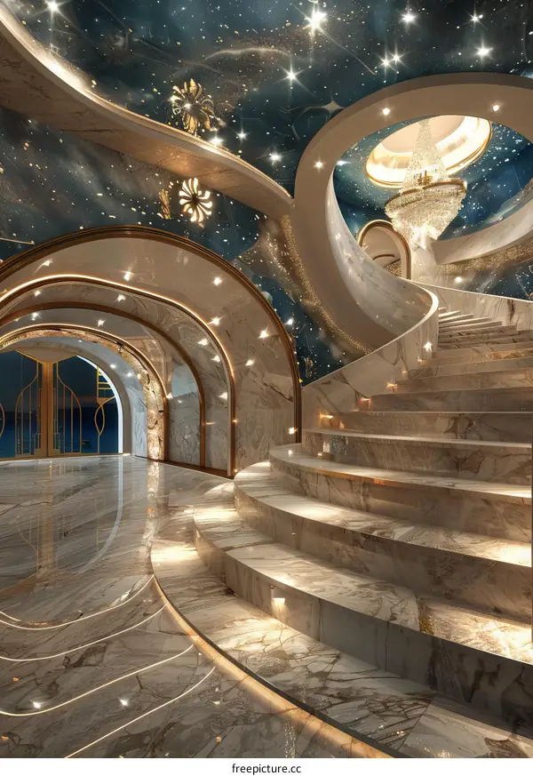 Grand Staircase in Luxury Hotel