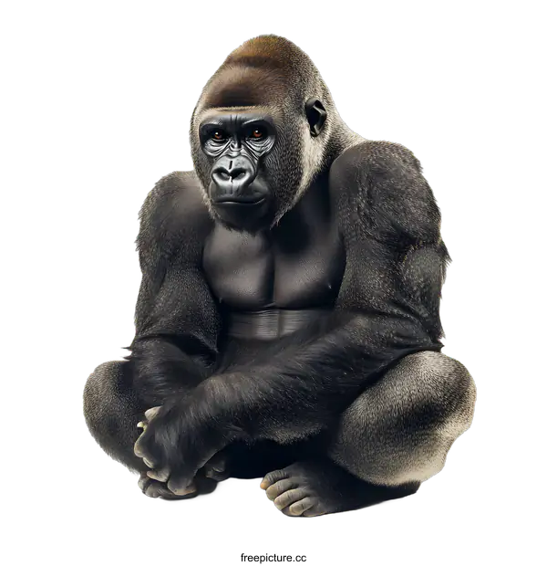[Transparent Background PNG]Close Up Portrait of a Silverback Gorilla