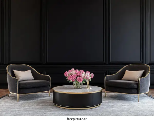 Elegant Black Living Room Interior Design