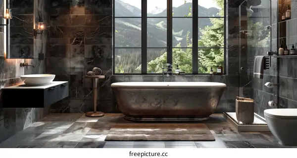 Modern Bathroom with Mountain View