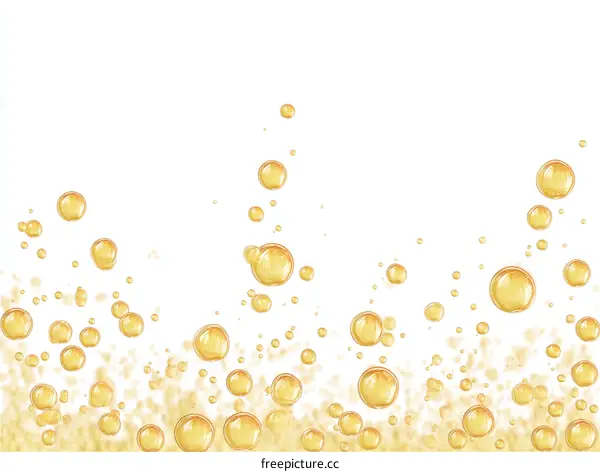 Golden Bubbles Illustration on White Background