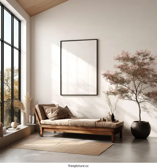 Modern Minimalist Interior Design with Wooden Daybed