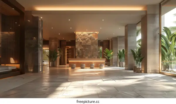 Modern Hotel Lobby Interior Design Illustration