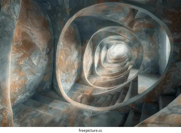 Surreal Spiral Staircase with Grunge Texture
