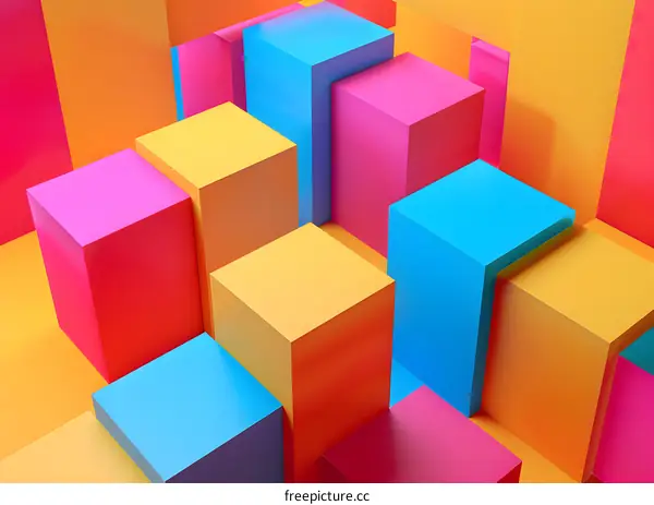 Abstract Colorful Geometric Shapes in a 3D Render