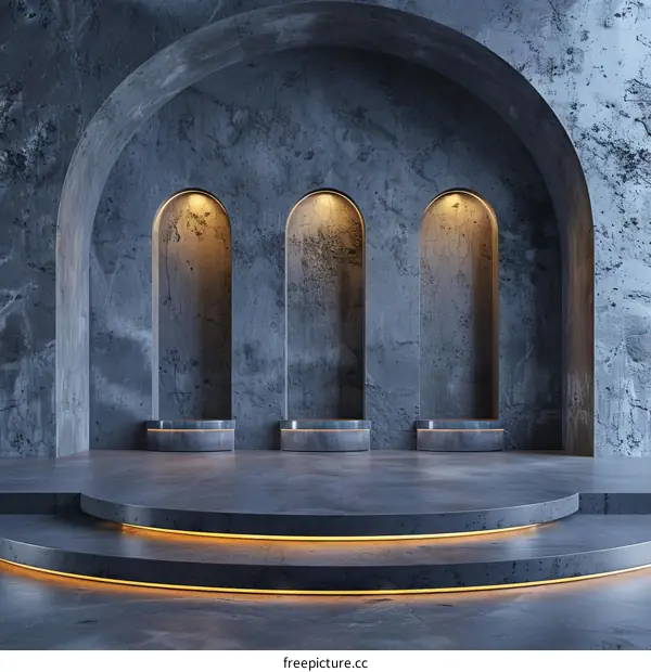 Concrete Room with Three Niches