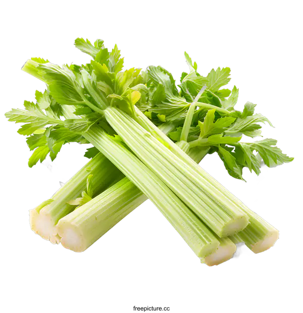[Transparent Background PNG]Fresh celery stalks on a white background