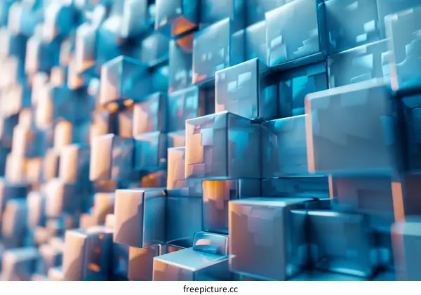 Vibrant Blue and Orange 3D Cube Background