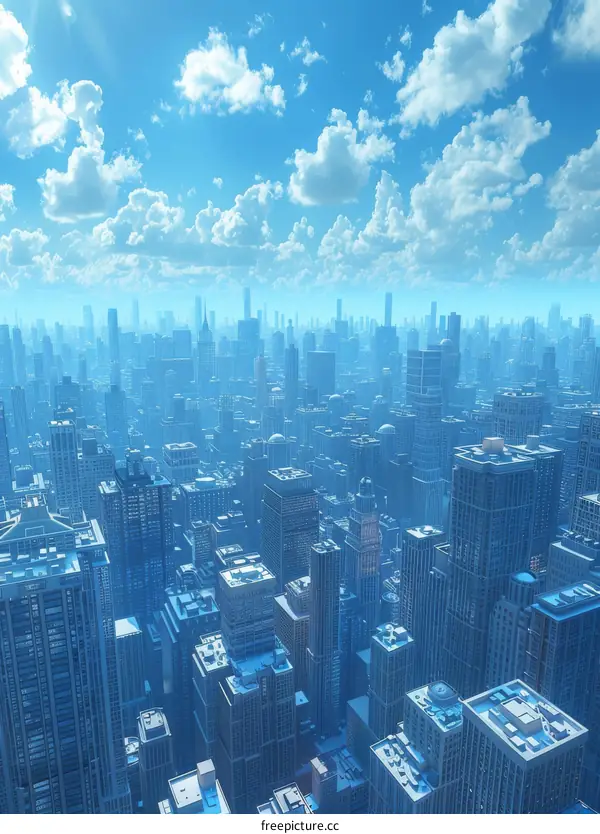 Urban Skyline: A City in Blue