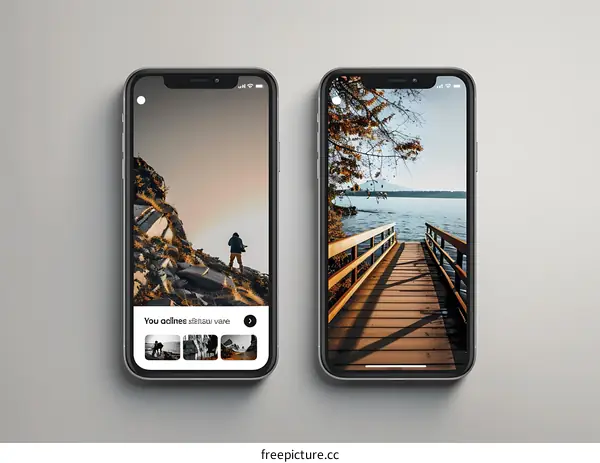 Two Smartphones Displaying Stunning Outdoor Photos