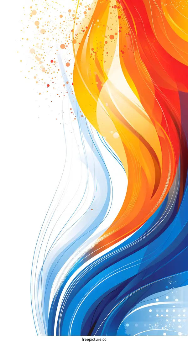 Abstract Background With Wavy Lines and Colorful Shapes