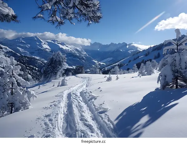 skiing in the beautiful snow mountain