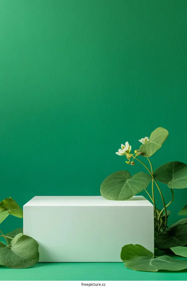 White Display Podium with Green Plants