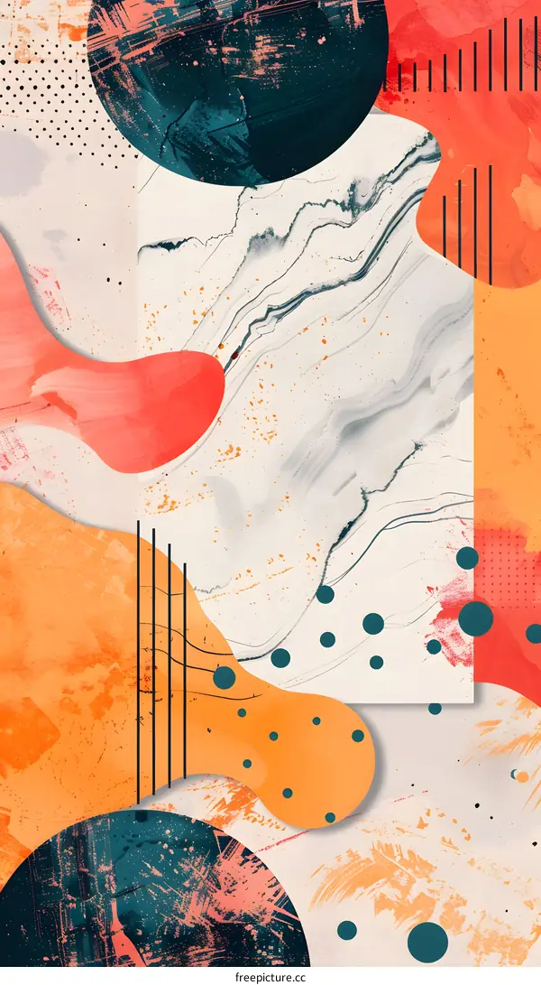 Abstract Geometric Shapes Illustration with Watercolor Texture