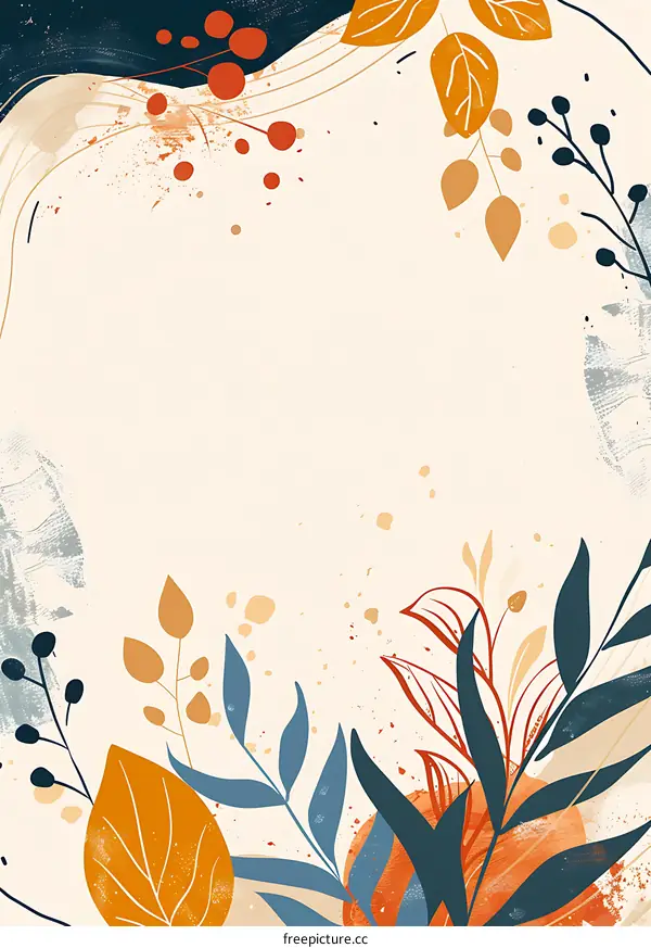 Abstract Fall Foliage Illustration with White Background