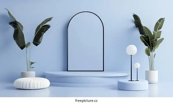 Minimalist Light Blue Modern Scene Design