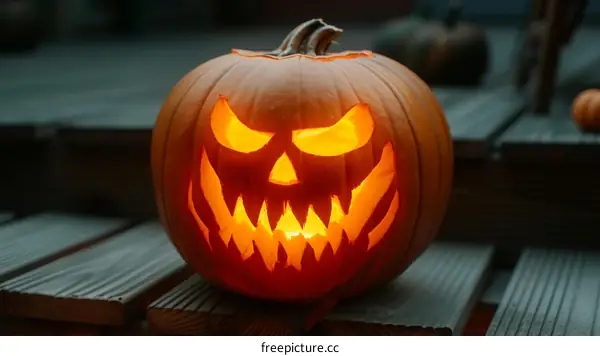 Halloween pumpkin glowing in the dark