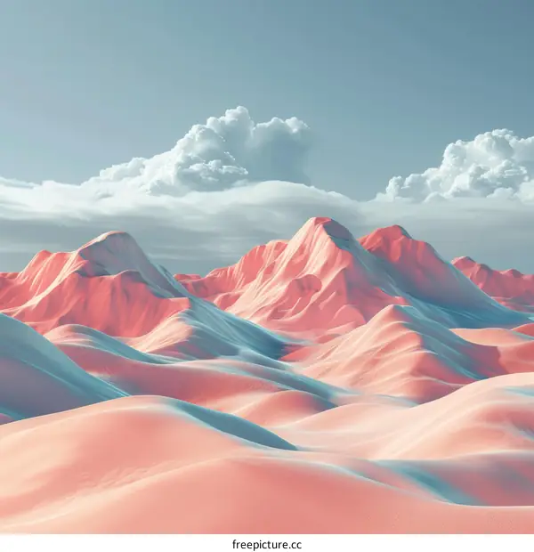 Pink and blue mountains and clouds