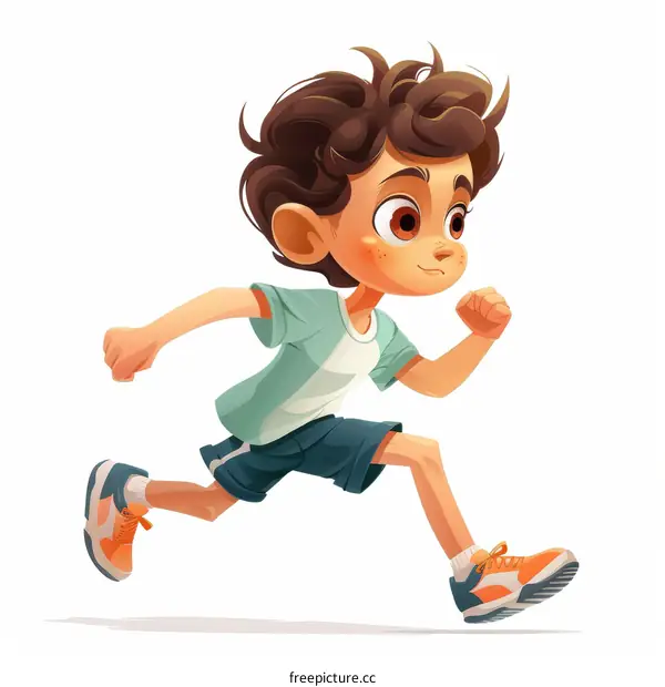 Cute cartoon boy running