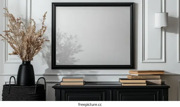 Modern Elegant Interior Decor Featuring Empty Picture Frame