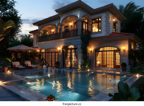 European style villa with swimming pool