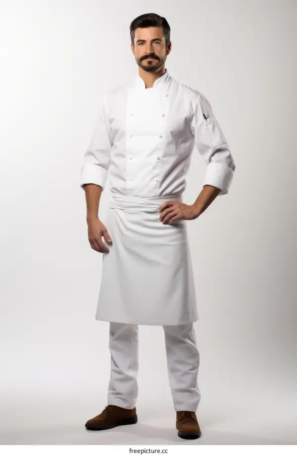 Chef in white uniform with apron