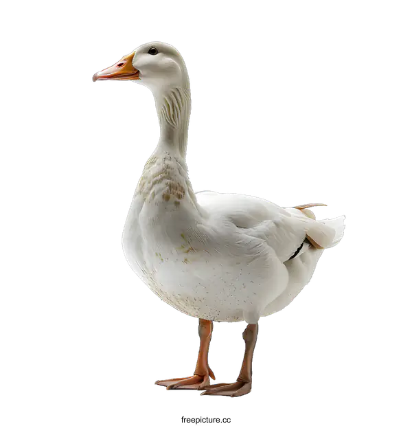[Transparent Background PNG]A white goose stands on a white background