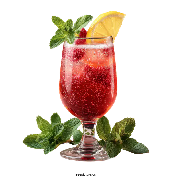 [Transparent Background PNG]Raspberry Lemon Mint Sparkling Drink