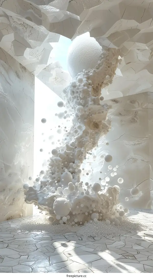 Abstract White Architectural Space with Bubbles
