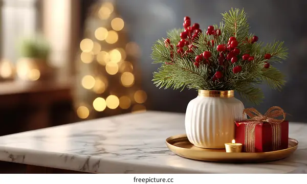 Christmas Decoration on Marble Table