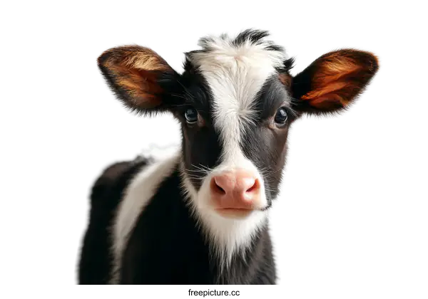 [Transparent Background PNG]Cute Calf Portrait against a Gray Background