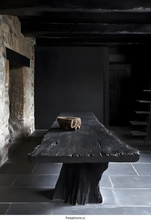 Dark Wood Table in Rustic Interior Design