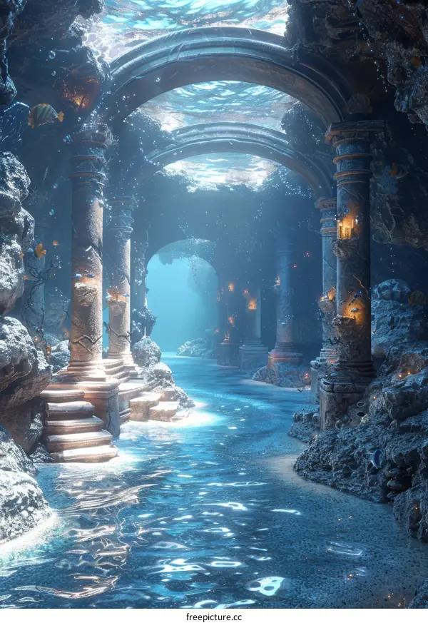 Fantasy Underwater Ruins Landscape