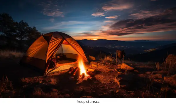 Camping under the stars in the mountains
