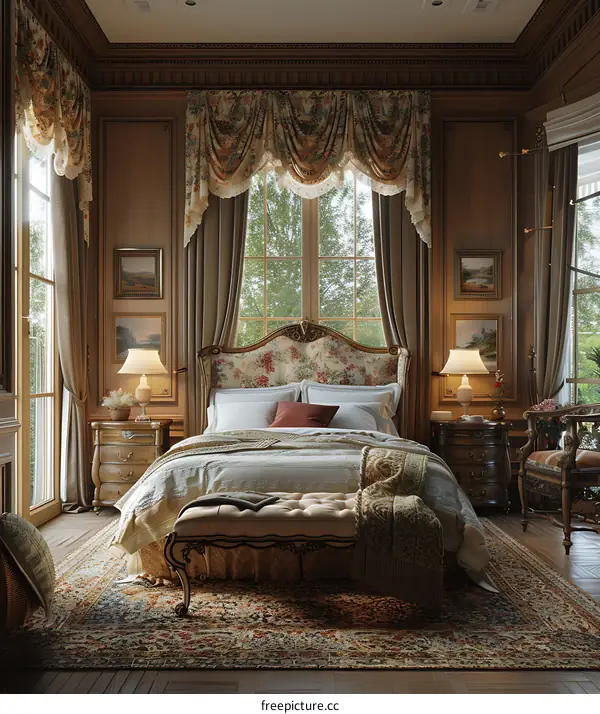 European-style classic bedroom scene