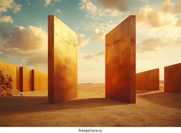 Golden Walls in a Desert Landscape
