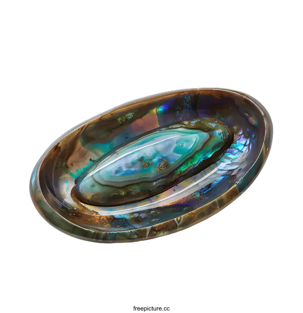 [Transparent Background PNG]Oval Abalone Shell Dish on White Background
