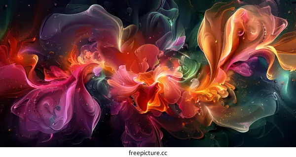 Colorful abstract painting with a variety of colors and shapes