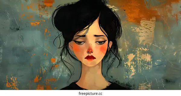 Sad Girl Portrait Illustration Art