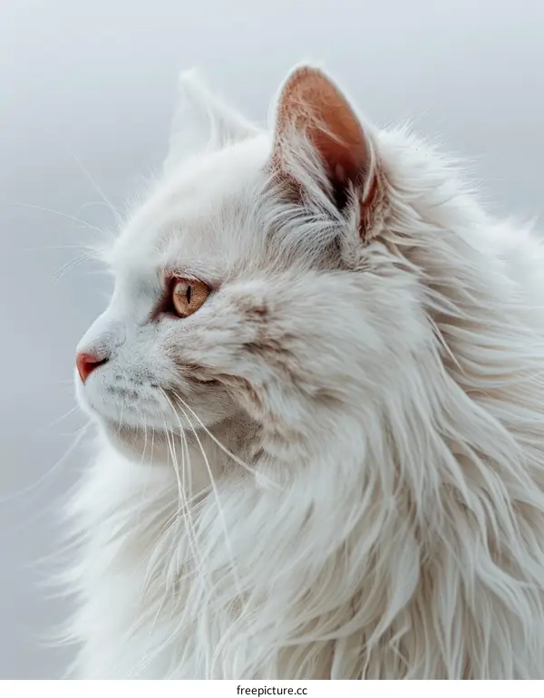 Curious White Cat Looking Out Window