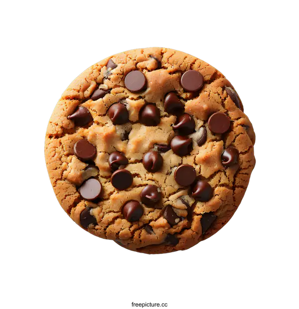 [Transparent Background PNG]A chocolate chip cookie isolated on a white background