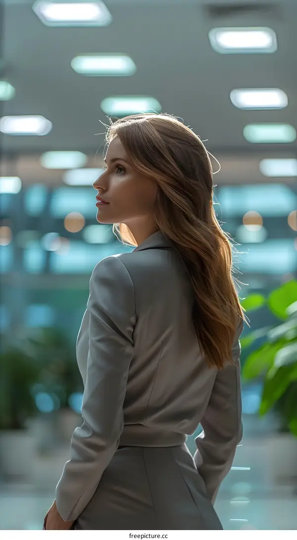 Young Woman in a Suit Looking Away